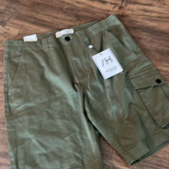 NWT SELECTED HOMME Ricko Stretch Cotton Cargo Shorts In Beetle - size L - Picture 2 of 5